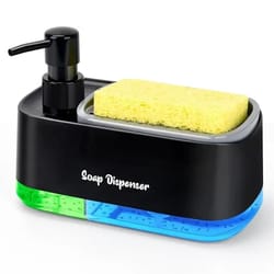 hand and dish soap dispenser set with built in sponge holder