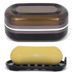 portable bathroom soap holder with covered double layer bamboo storage