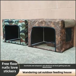 outdoor cat feeding shelter with weather resistant canopy