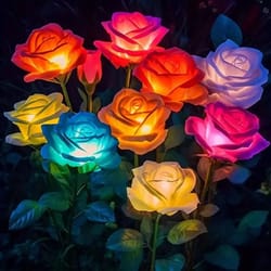 solar rose flower garden lights set