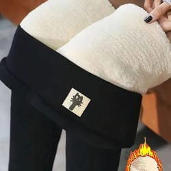 women winter high waist fleece lined warm leggings slim fit pants