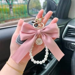 elegant large bow keychain ornament for bags and headphone case accessories