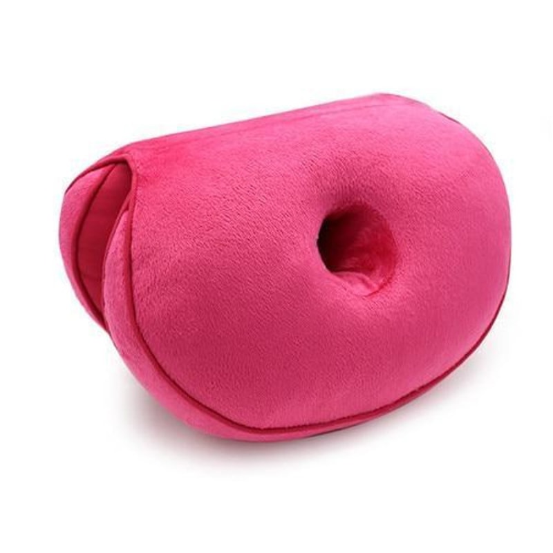 Ergonomic Hip Cushion Posture Corrector - Soft Plush Cover, Air-Ventilated, Foldable Design for Office & Home Use pink