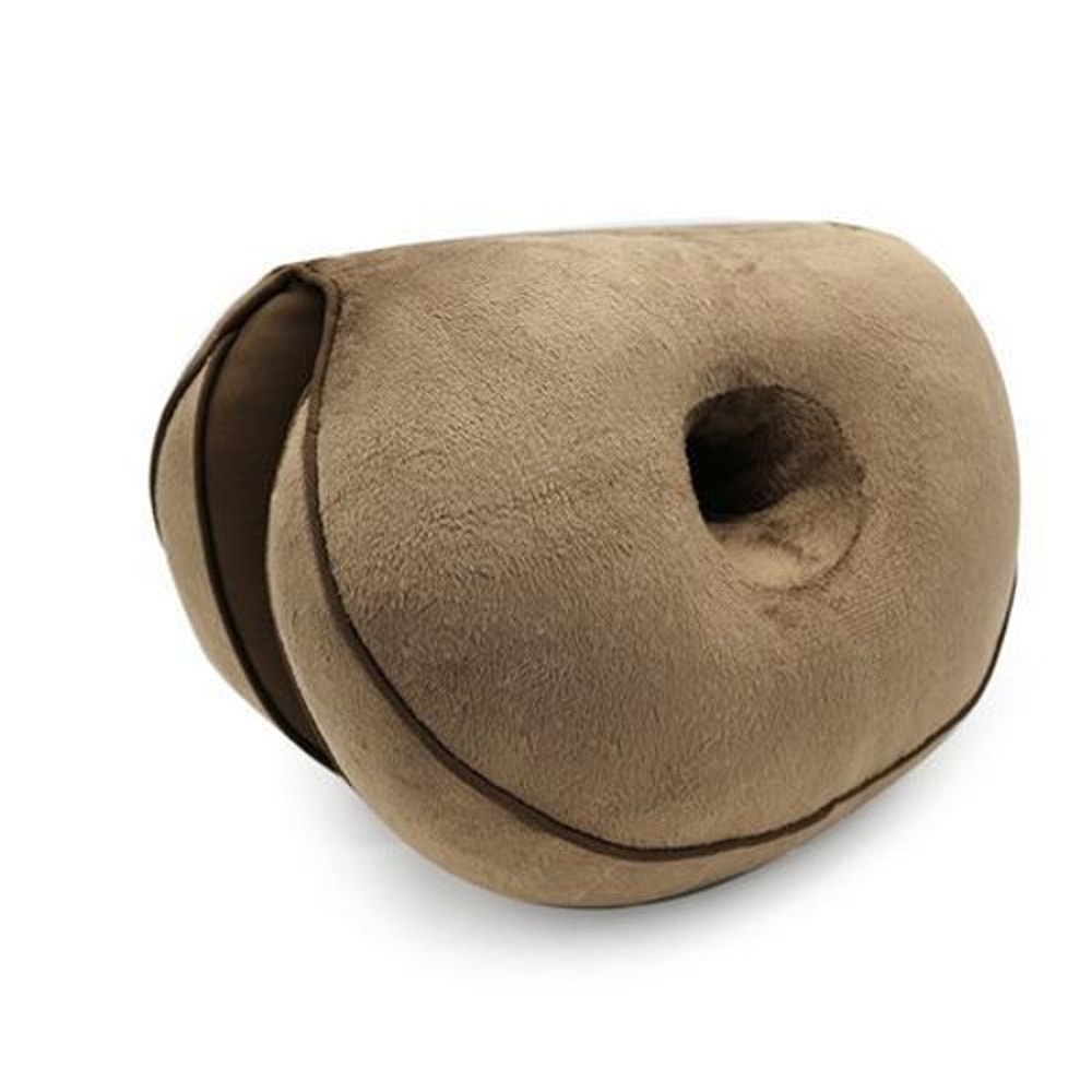 Ergonomic Hip Cushion Posture Corrector - Soft Plush Cover, Air-Ventilated, Foldable Design for Office & Home Use brown