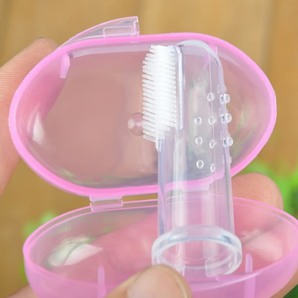 Portable infant tooth brushing set