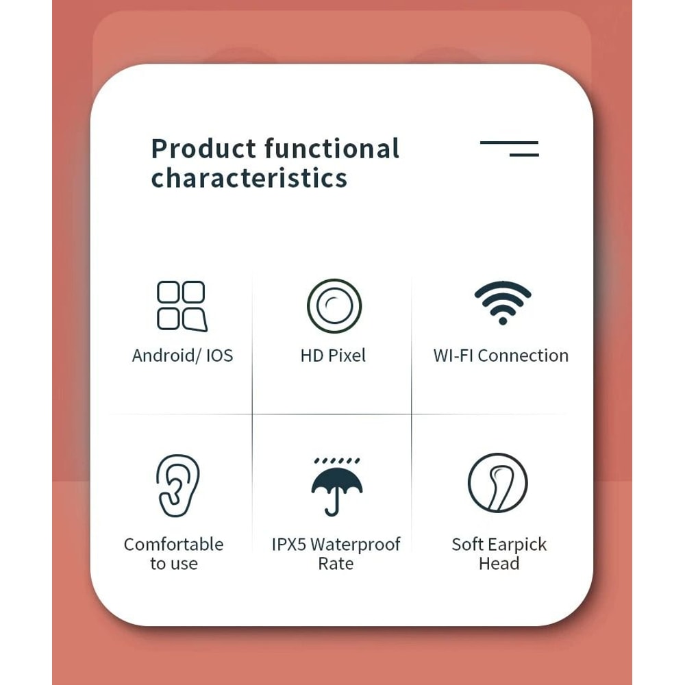 HD Wireless Ear Cleaner With Camera Smart Otoscope Earwax Removal Tool Kit With 6 LED Lights 5