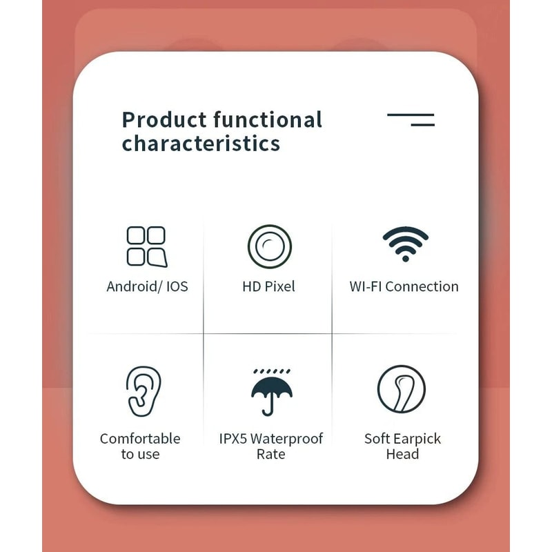 HD Wireless Ear Cleaner With Camera Smart Otoscope Earwax Removal Tool Kit With 6 LED Lights 5