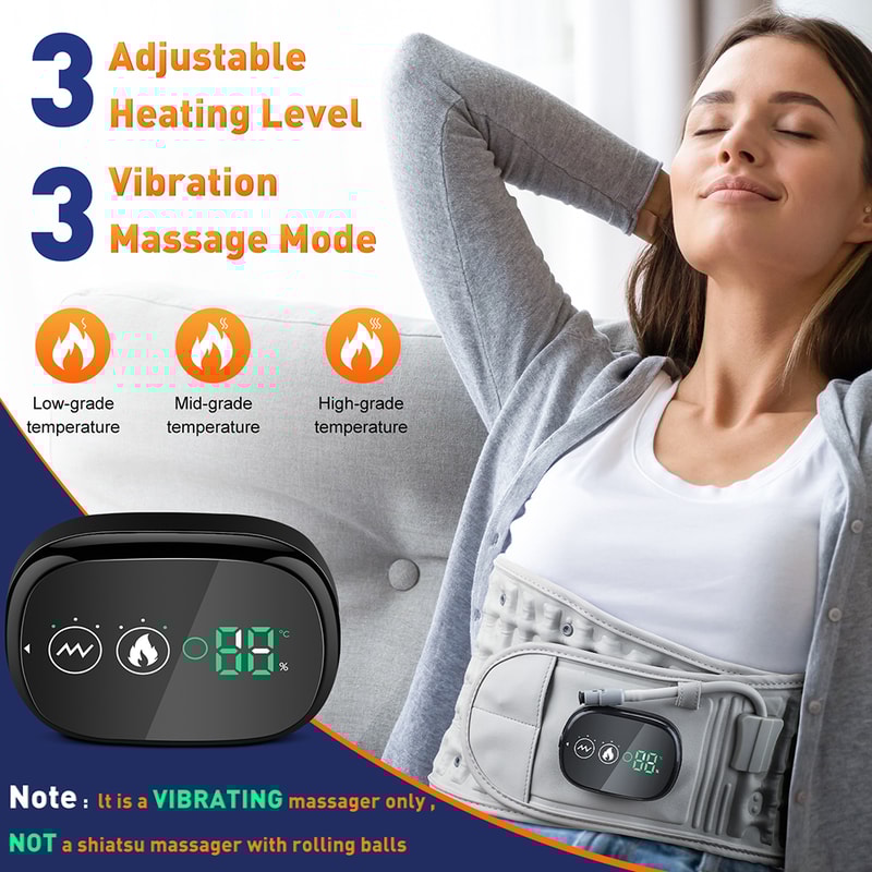 Rechargeable Inflatable Waist Belt for Lumbar Support, Heating, Vibration Massage & Decompression