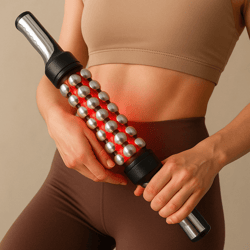 360° rotating massage device, relaxed red light heated roller for muscle relaxation & anti-cellulite