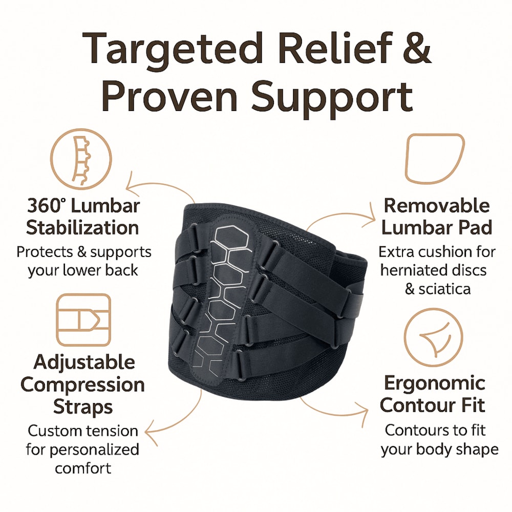 Back Brace For Lower Back Pain Relief Sciatica Herniated Disc Support 1