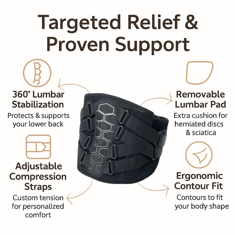 Back Brace For Lower Back Pain Relief Sciatica Herniated Disc Support 1