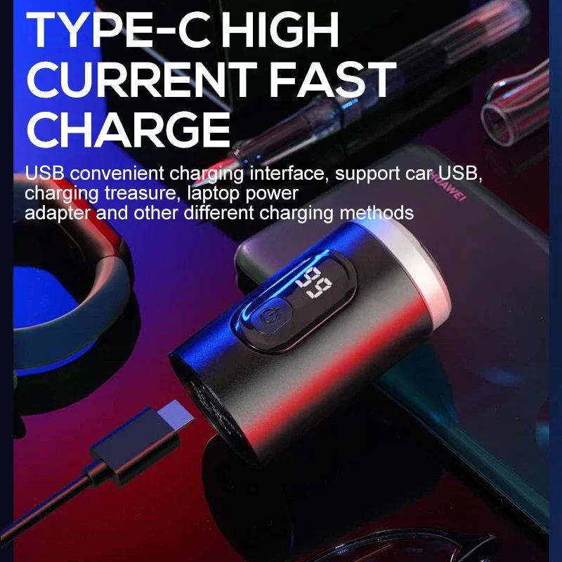 Mens Electric Shaver Compact Waterproof Razor With USBC Fast Charging LED Display 4