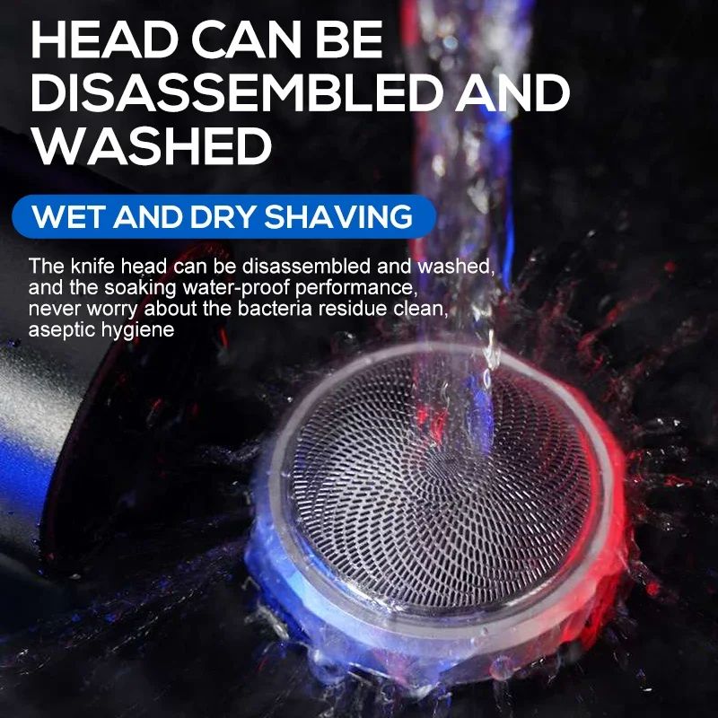 Mens Electric Shaver Compact Waterproof Razor With USBC Fast Charging LED Display 5