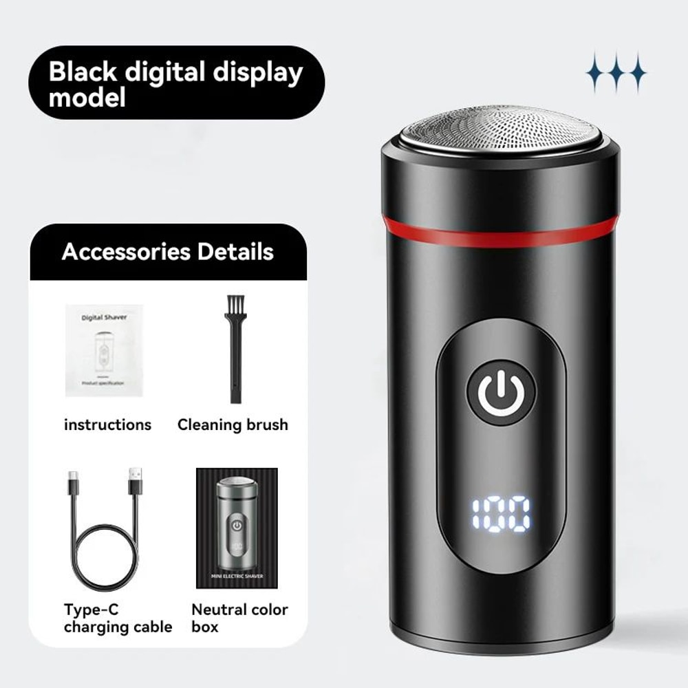 Mens Electric Shaver Compact Waterproof Razor With USBC Fast Charging LED Display 7