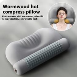 upgraded wormwood hot compress cervical pillow, heating cylinder neck support for protecting cervical spine & sleep aid