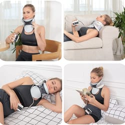 adjustable inflatable cervical vertebra neck traction device with posture corrector cervical collar & tractor support