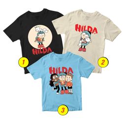 Hilda Netflix T-Shirt Merch - 3 Pack Tee Shirts Bundle Cartoon Printed Short Sleeve Toddler Unisex Boys Girls 1-10
