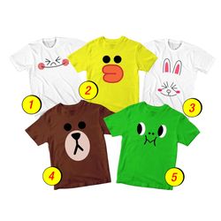 Line Friends Cony Moon Brown Sally Leonard T-Shirt Merch - 3 Pack Tee Shirts Bundle Cartoon Printed Short Sleeve Toddler