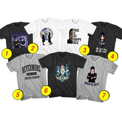 Wednesday Addams 2 T-Shirt Merch - 3 Pack Tee Shirts Bundle Cartoon Printed Short Sleeve Toddler Unisex Boys Girls 1-10