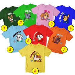 Paw Patrol, Rocky, Everest, Marshall, Tracker, Chase, Rubble T-Shirt Merch - 3 Pack Tee Shirts Bundle Cartoon Printed
