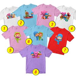 Pocoyo Elly, Fred, Loula, Pato, Nina, Sleepy Bird T-Shirt Merch - 3 Pack Tee Shirts Bundle Toddler Boys Girls 1-10
