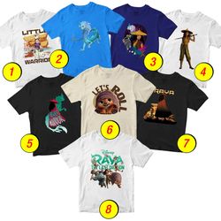 Raya and The Last Dragon T-Shirt Merch - 3 Pack Tee Shirts Bundle Cartoon Printed Short Sleeve Toddler Boys Girls 1-10