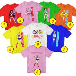 Sailormoon Super S T-Shirt Merch - 3 Pack Tee Shirts Bundle Cartoon Printed Short Sleeve Toddler Unisex Boys Girls 1-10