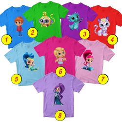 Shimmer and Shine T-Shirt Merch - 3 Pack Tee Shirts Bundle Cartoon Printed Short Sleeve Toddler Unisex Boys Girls 1-10