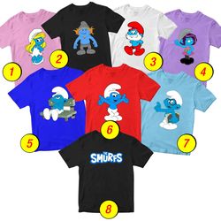 The Smurfs T-Shirt Merch - 3 Pack Tee Shirts Bundle Cartoon Printed Short Sleeve Toddler Unisex Boys Girls 1-10