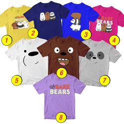 We Bare Bears, Ice Bear, Panda T-Shirt Merch - 3 Pack Tee Shirts Bundle Cartoon Printed Short Sleeve Boys Girls 1-10