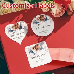 floral custom labels bulk for wedding gifts, personalized party stickers, waterproof sealing decals, diy craft supplies