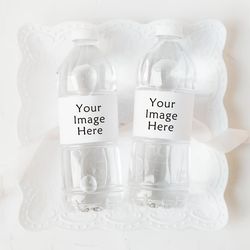 printed personalized wedding water bottle label, custom water bottle label for weddings, modern wedding label design