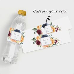 custom wedding water bottle label printable wedding water bottle stickers, personalized minimalist wedding sticker