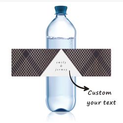 wedding water bottle label, custom modern water bottle label, personalized wedding party favor stickers