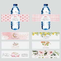 water bottle stickers, personalized customized bottle labels, wedding party, birthday baptism decorations