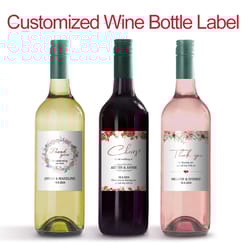 custom wedding wine bottle labels stickers, personalized party logo, engagement, birthday, graduation