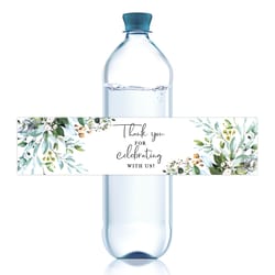 decorative plant-themed thank you bottle stickers, self-adhesive water labels for wedding, bridal shower and party favor