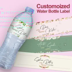 personalized wedding water bottle labels, custom name and date stickers, waterproof bridal shower favor decorations