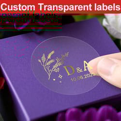 waterproof reusable stickers for wedding, personalized gold transparent decals, craft supplies, glass jar labels