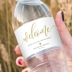 personalized wedding water bottle sticker tags, bridal shower and birthday party thank you tags