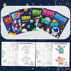 space activity book , astronaut coloring book, planet drawing kit, mind games, classroom art supplies