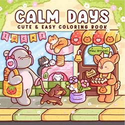 calm days stress relief coloring book, cute animal drawing book, perfect gift for party, birthday, and christmas