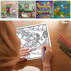 cute cartoon coloring book for adults, educational stress relief, graffiti painting gift for teens