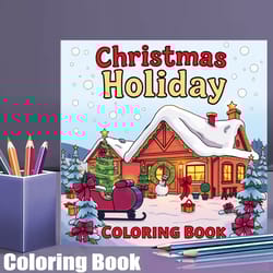 christmas coloring book for adults, holiday scenes colouring book, thanksgiving drawing supplies