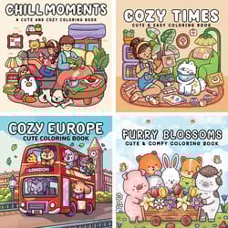 times coloring book, chill moments for stress relief, perfect gift for adults, party, birthday, and christmas