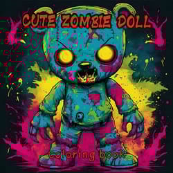 cute zombie doll coloring book, adult coloring book, halloween graffiti painting for kill time