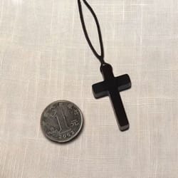 handmade ebony crucifix pendant necklace with braided rope