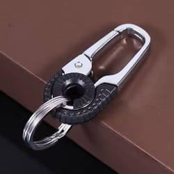 stainless steel carabiner keychain with double key rings