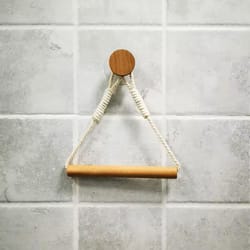 wooden wall-mounted toilet paper holder bathroom tissue & towel rack accessory