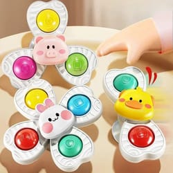 baby bath spinner toys 3 pcs / set – suction cup rattle toys for toddlers & children